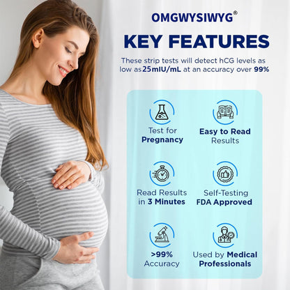 [5 Pack] OMGWYSIWYG Pregnancy Test Strips Bulk – HCG Early Detection, Easy at Home