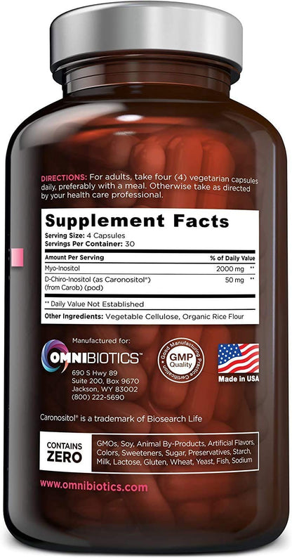 OmniBiotics Myo-Inositol & D-Chiro-Inositol 40:1 for Hormone Balance – Women’s Reproductive Health, 120 Vegan Capsules