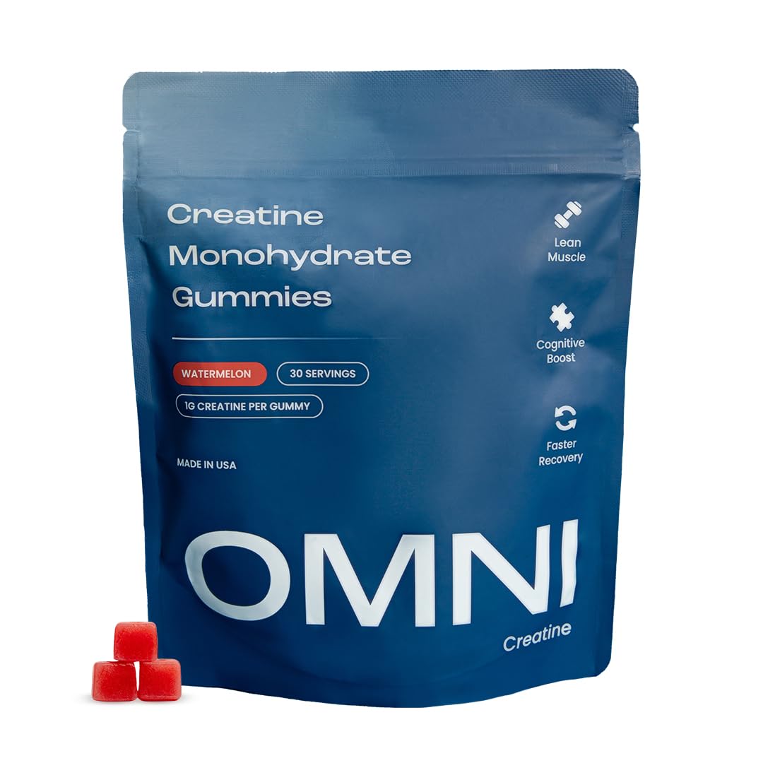 OMNI Creatine Monohydrate Gummies – 1g per Gummy | Watermelon & Peach Flavor | 90 Count