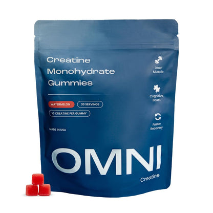 OMNI Creatine Monohydrate Gummies – 1g per Gummy | Watermelon & Peach Flavor | 90 Count