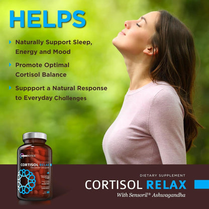 OmniBiotics Cortisol Supplement for Women & Men | Ashwagandha, L-Theanine, Magnolia, Phosphatidylserine | 60 Vegan Capsules