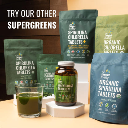 On Target Living Organic Spirulina & Chlorella | 2000 Tablets | USDA Organic | Vegan Protein & Immune Support