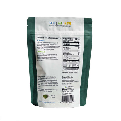 On Target Living Organic Spirulina & Chlorella | 2000 Tablets | USDA Organic | Vegan Protein & Immune Support