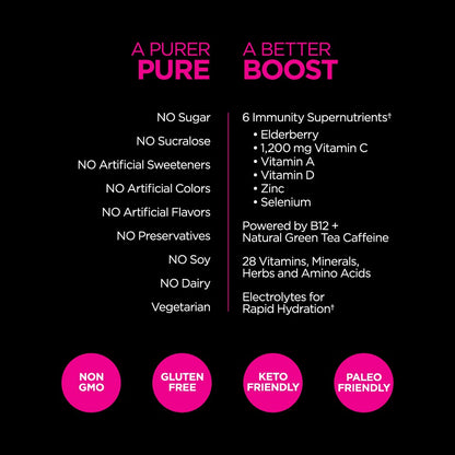 Pureboost Immune Clean Energy Booster - Elderberry Power, Vitamin C 1200 mg