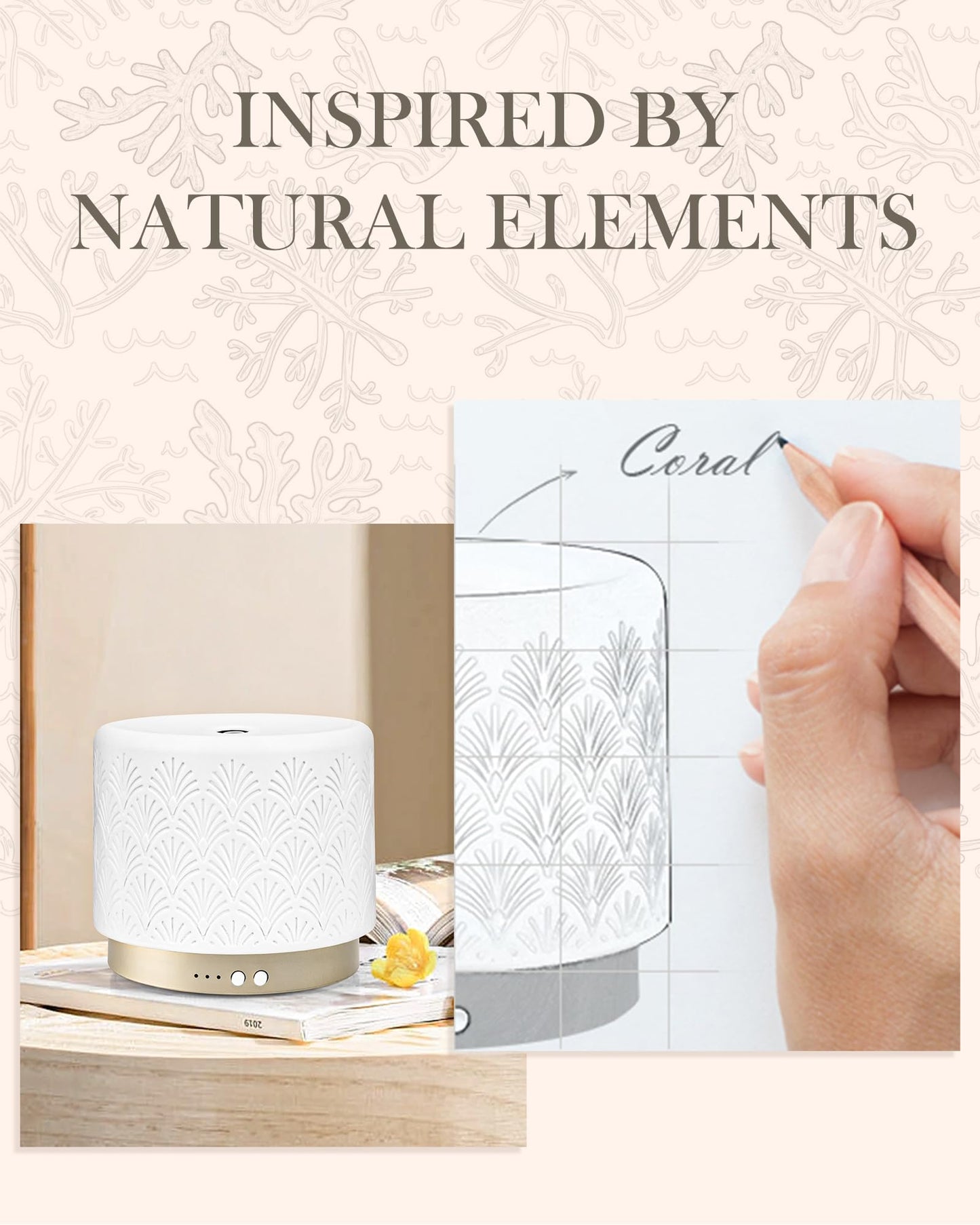 Onaboviva Ceramic 280ml Essential Oil Diffuser – Ultrasonic Aromatherapy & Night Light