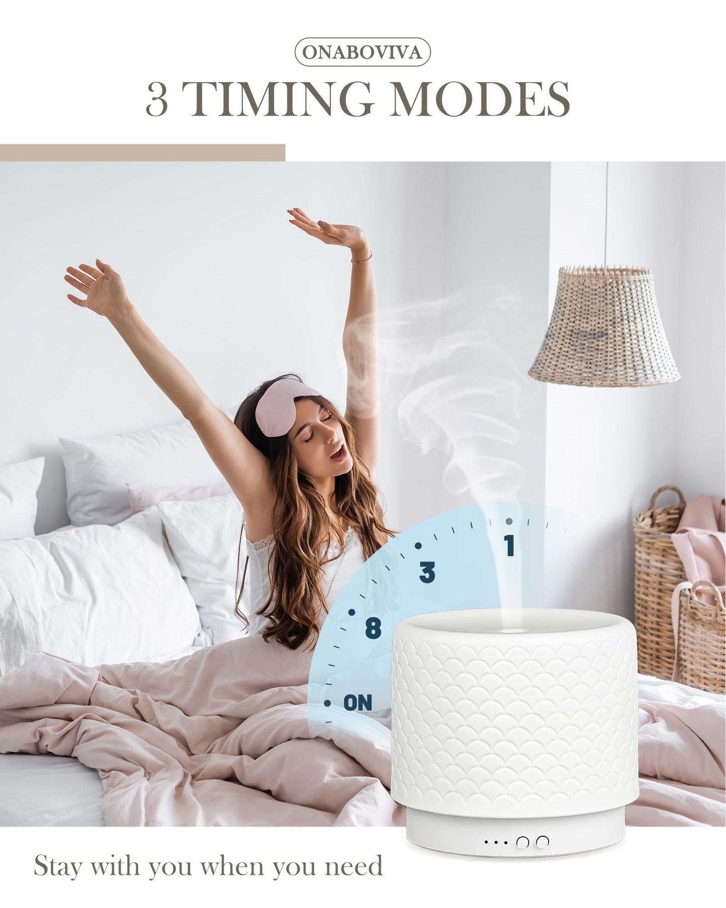 Onaboviva Ceramic Essential Oil Diffuser 280ml | Ultrasonic Diffuser for Large Rooms
