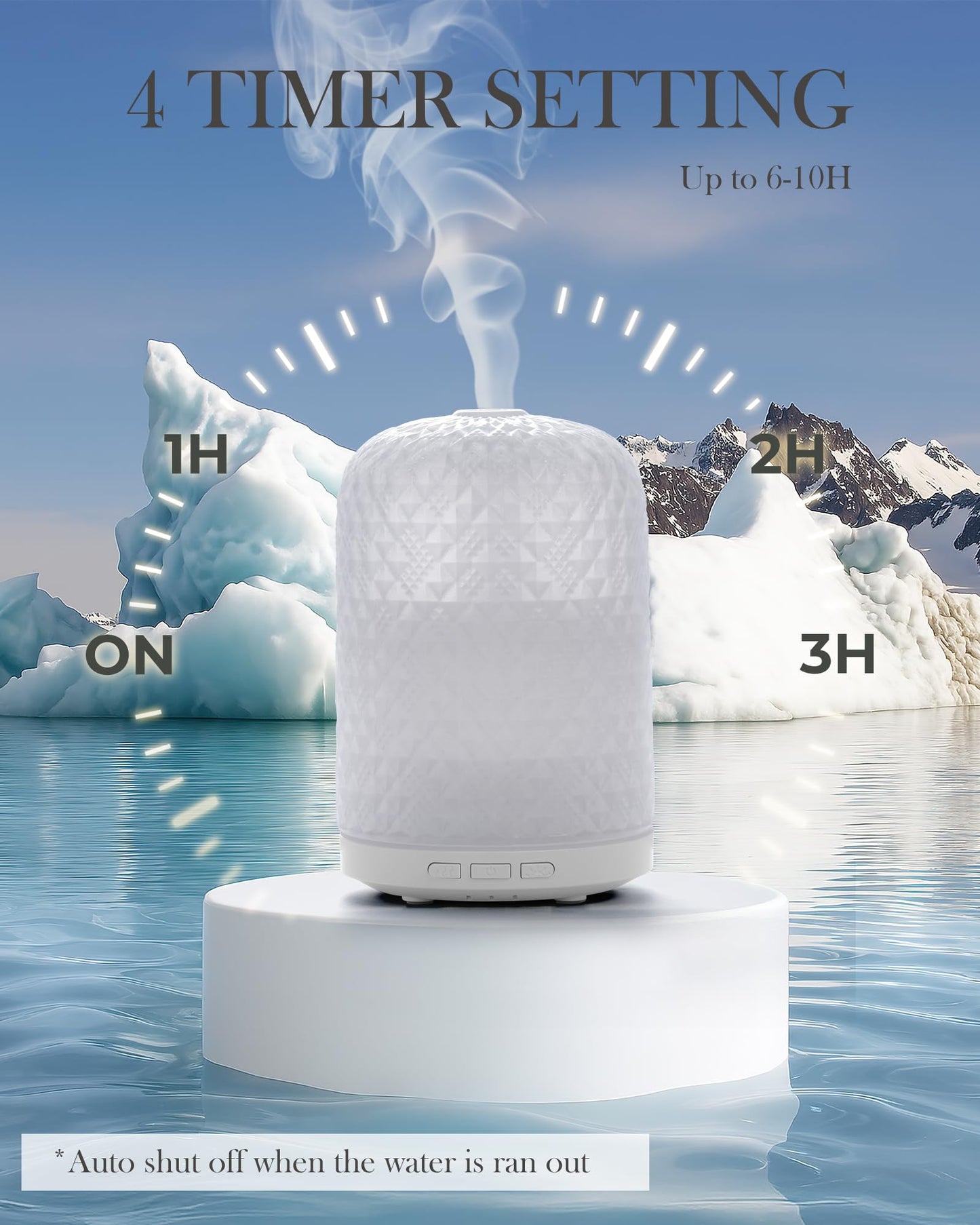 Onaboviva Essential Oil Diffuser – 2.4MHz Ultrasonic, 120ml Glass Diffuser, Auto Shut-Off, 3 Timers, BPA-Free, Home Office Spa
