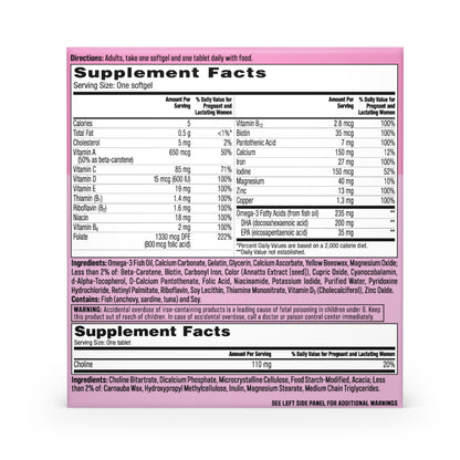 One A Day Prenatal Advanced - Brain-Builder Vitamins with Choline, DHA, Folic Acid, Iron (120 Ct)