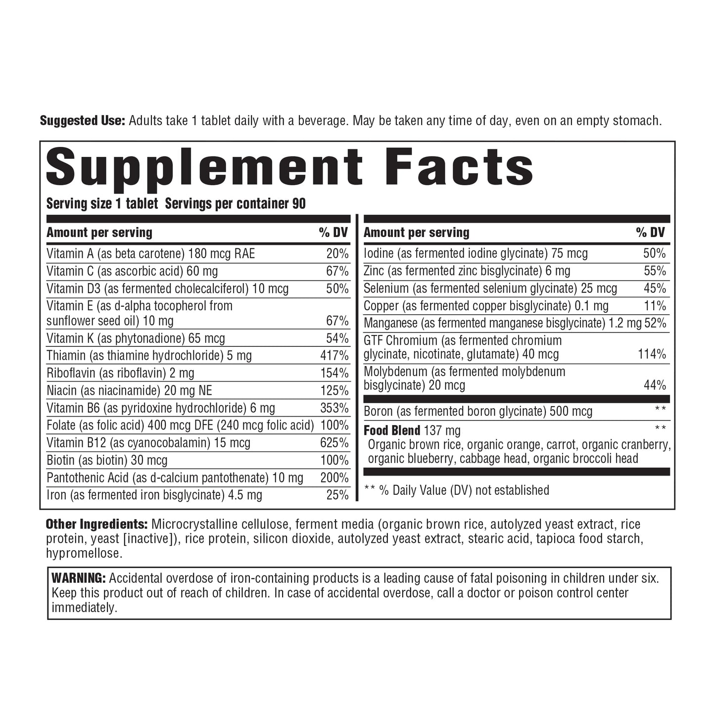 INNATE Response Formulas One Daily Multivitamin – Herb-Free, Vegetarian, Non-GMO, Kosher (90 Tablets)