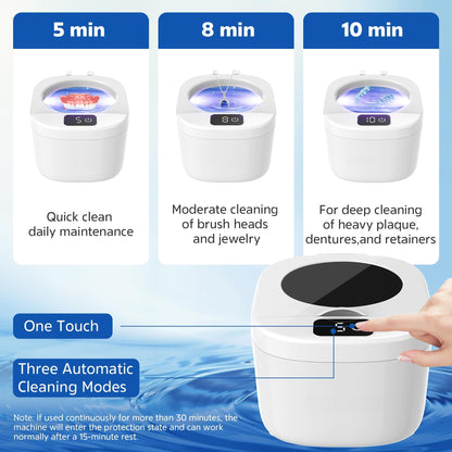 Professional Ultrasonic Retainer Cleaner 45kHz – Portable 190ml, Clean Retainers, Aligners, Dentures