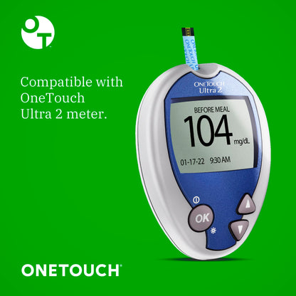 OneTouch Ultra Test Strips — 120 Count (2 Boxes, 60 Strips Each) for Blood Glucose Monitoring