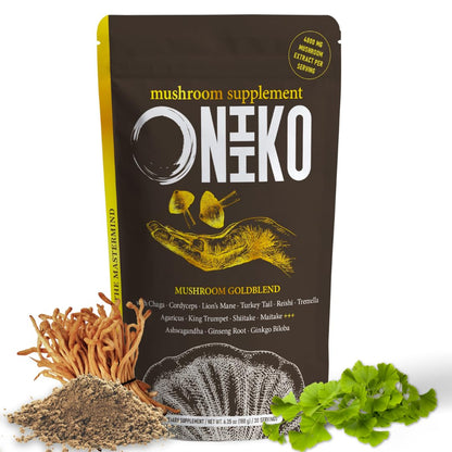 Oniiko 10 Mushroom Powder with Ginkgo, Ginseng & Ashwagha nd a – Performance, Memory & Immunity, 4800 mg per Serving, 30 Servings