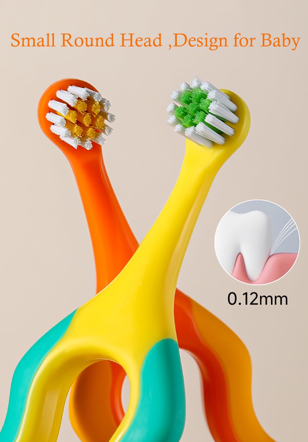 onluckdeer Baby Toothbrush – Soft Bristles, Calabash Handle, 0-3 Years, 4 Pack