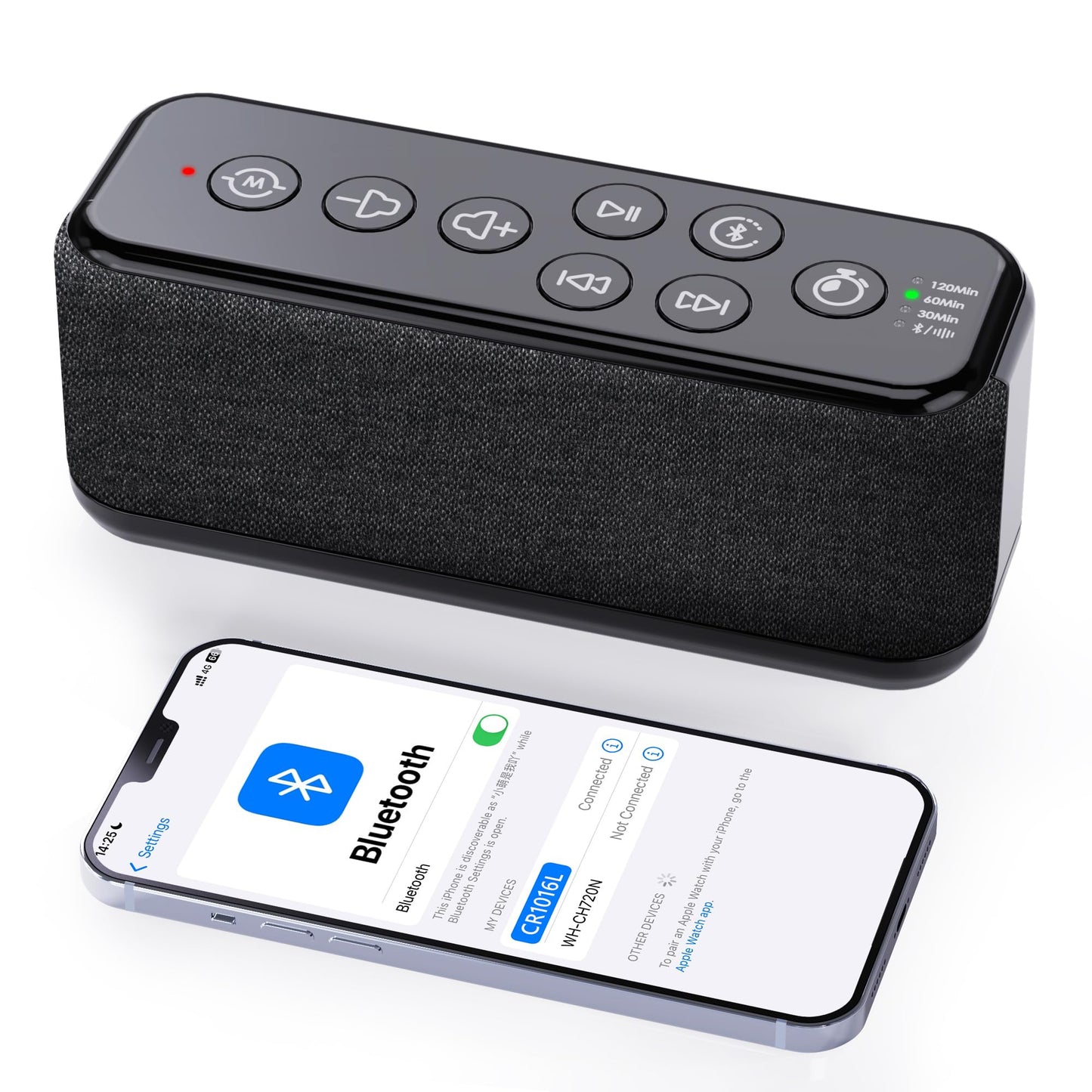 OnLyee Sound Machine with Bluetooth Speaker – Rechargeable White Noise & Sleep Aid