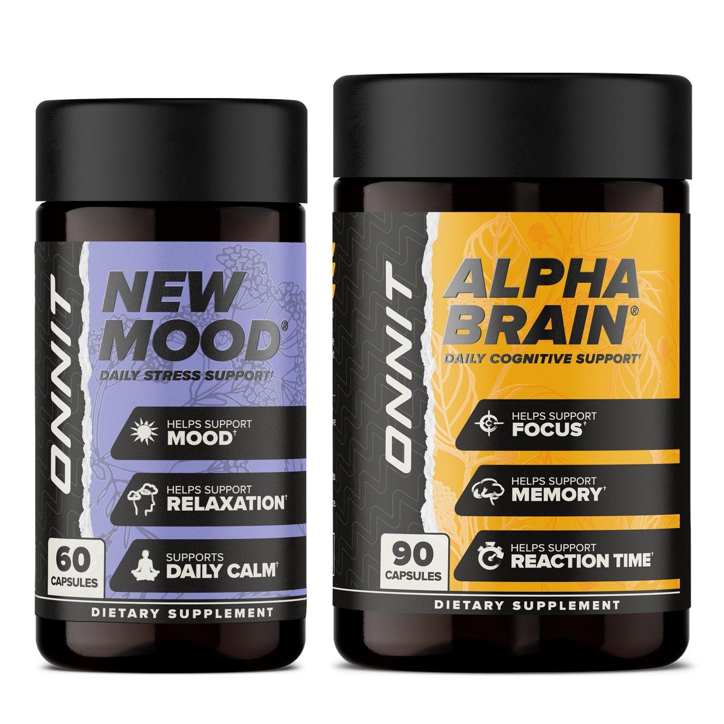 ONNIT Premium Alpha Brain Bundle – Nootropic Brain & Mood Support (90ct + 60ct)
