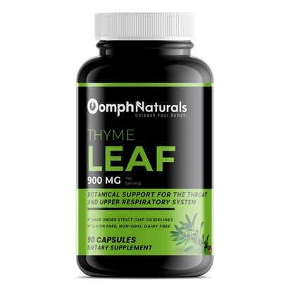 Oomph Naturals Thyme Leaf 900mg – 90 Capsules | Thymus Vulgaris Extract • Respiratory Support • Non-GMO • Gluten Free