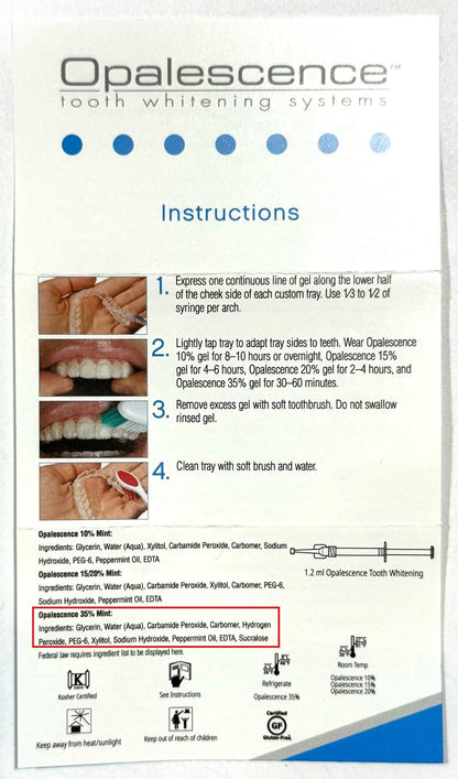 Opalescence 35% CP Mint Gel Syringes Refill Kit (4 Syringes) – Ultradent 5197-2tb