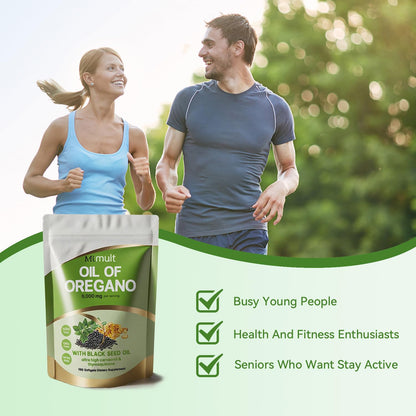 MTMULT Oil of Oregano with Black Seed Oil & Moringa – 6000mg, 180 Softgels (Carvacrol‑Rich, Opaque Packaging)