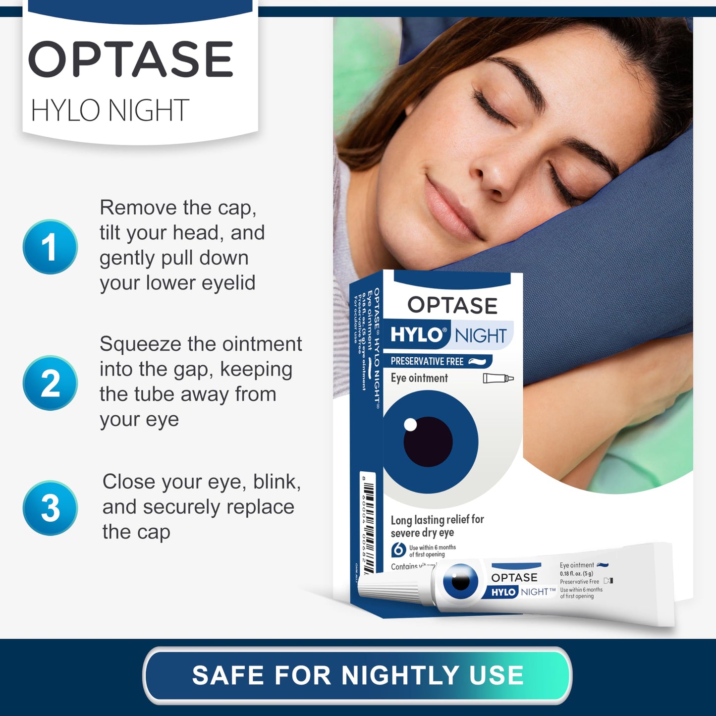 Optase HYLO Night Eye Ointment - .18 oz | Overnight Eye Lubricant