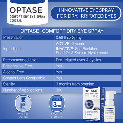 Optase Comfort Dry Eye Spray – Preservative Free Artificial Tears Alternative