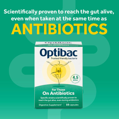OptiBac Probiotics for Those on Antibiotics - 10 Capsules