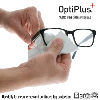 OptiPlus Anti Fog Cloth for Eyeglasses, Goggles, and Shields | Premium Reusable Anti-Fog Treatment | 10 Cloths 1000 uses | Anti-Fog for All Lenses - 10 Pack