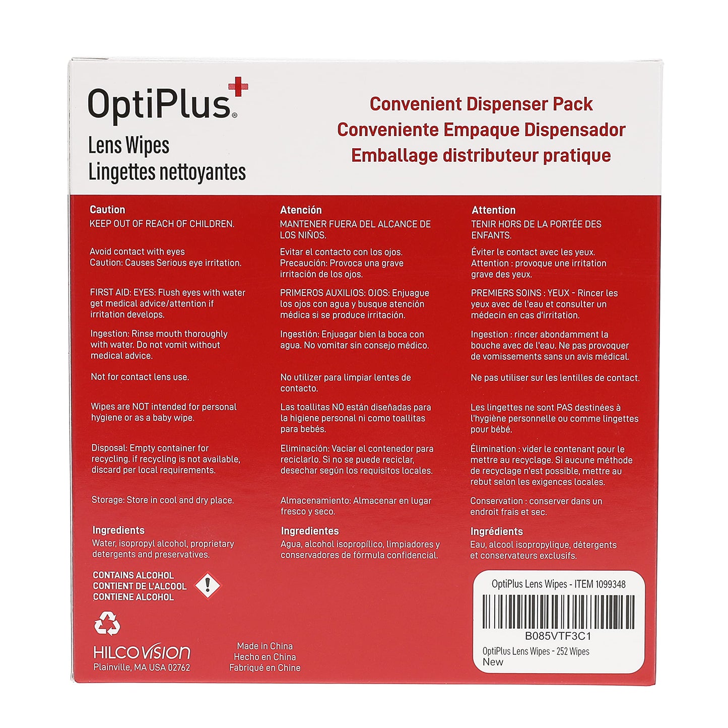 OptiPlus Eyeglass Lens Wipes – Pre-Moistened Cleaning Wipes for Glasses, Screens & Lenses | 252 Count