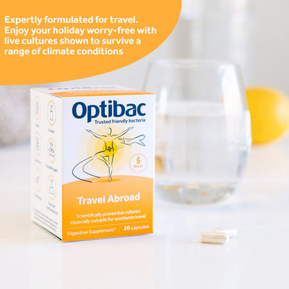 Optibac Probiotics for Travelling Abroad PMP UK 20 Vegetarian Capsules