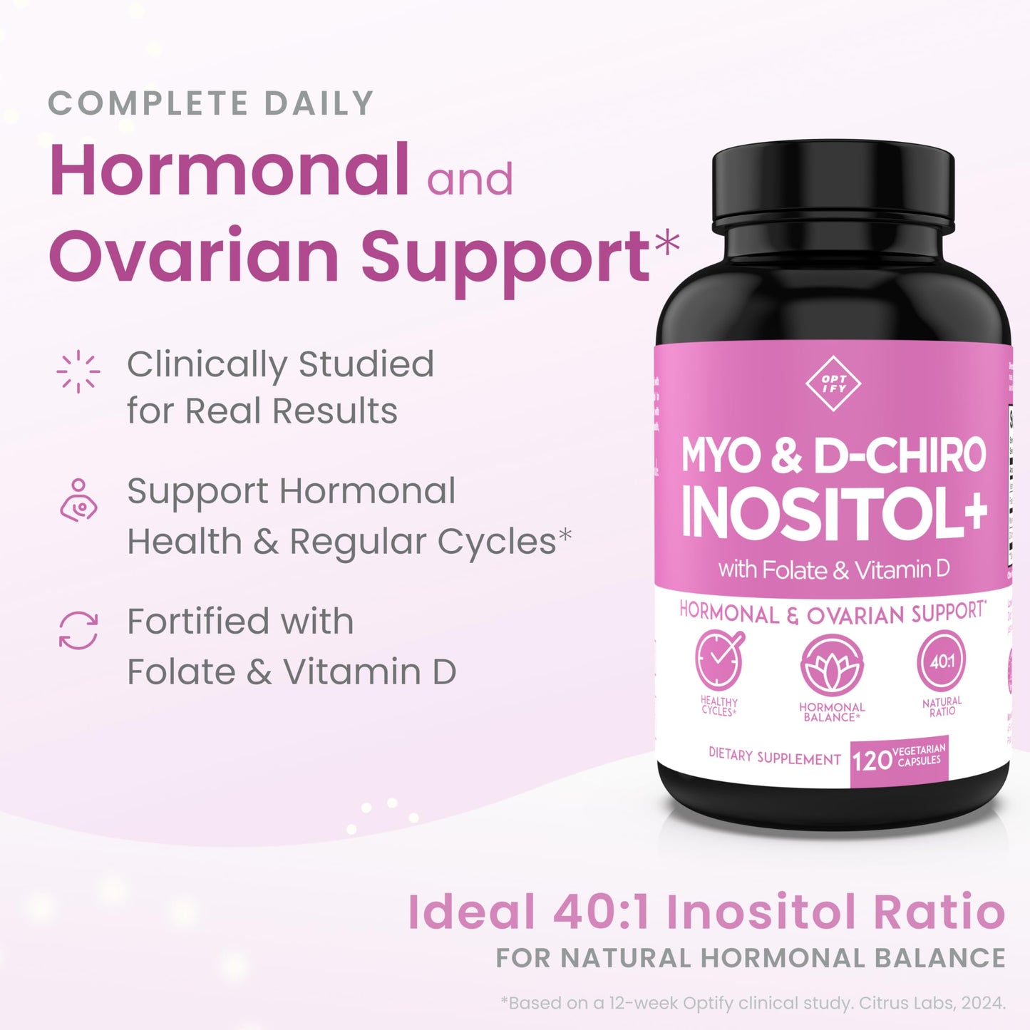 Optify Myo-Inositol & D-Chiro Inositol 40:1 for Women – Hormonal Balance & Regular Cycles | 30-Day Supply