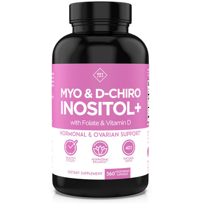 Optify Inositol for Women – 90-Day Supply, 40:1 Myo-Inositol to D-Chiro Inositol, Folate & Vitamin D