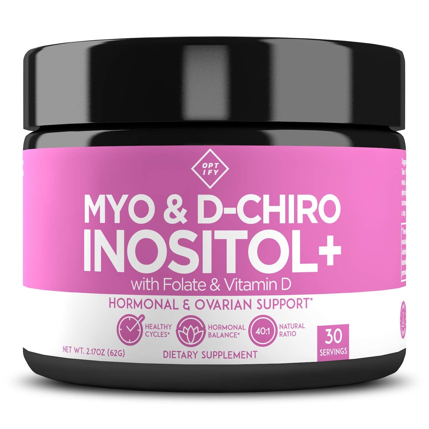 Optify Myo-Inositol & D-Chiro Inositol Supplement Powder for Women – 40:1 Ratio + Folate & Vitamin D – 30-Day Supply