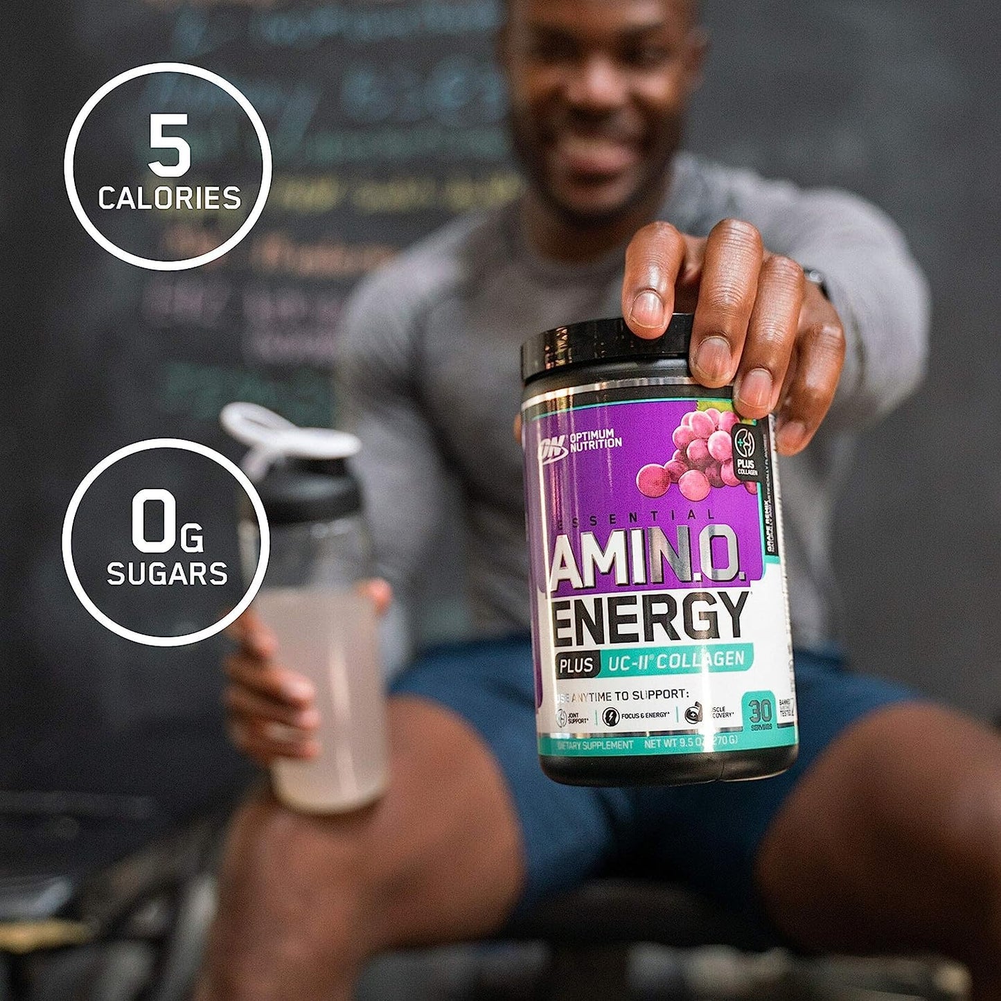 Optimum Nutrition Amino Energy + Collagen Powder – 5g Aminos, UC-II Collagen, Caffeine