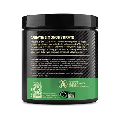 Optimum Nutrition Micronized Creatine Monohydrate Powder – Unflavored, 60 Servings, 300 g | Packaging May Vary