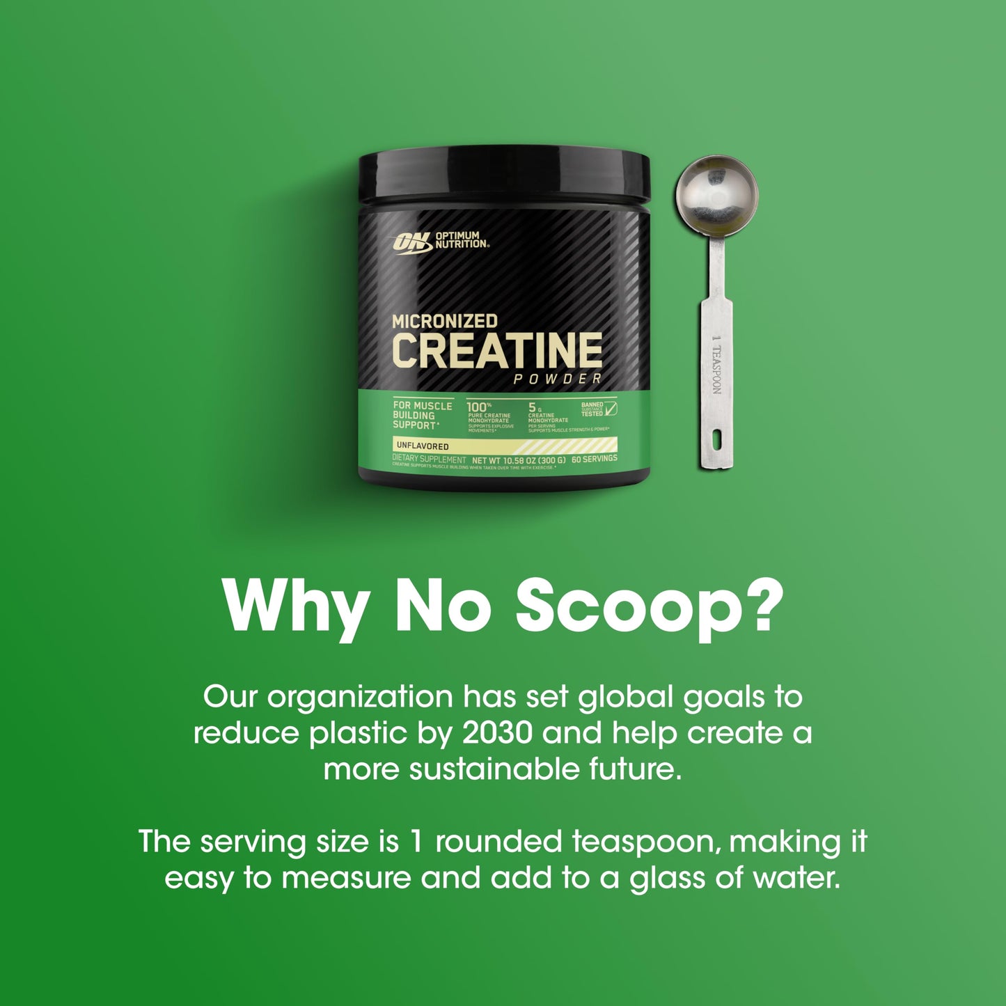 Optimum Nutrition Micronized Creatine Monohydrate Powder – Unflavored, 60 Servings, 300 g | Packaging May Vary