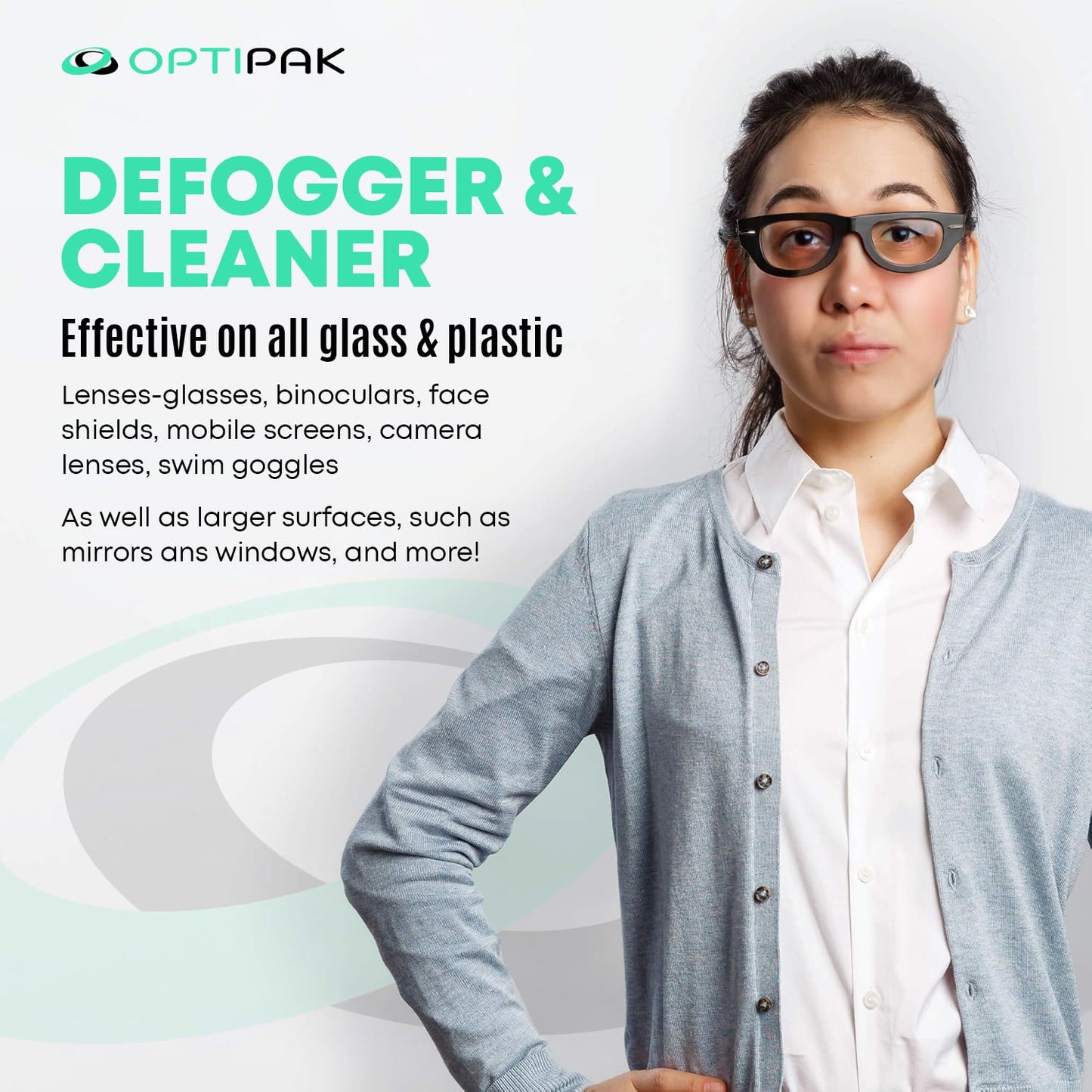 OPTIPAK Anti Fog Lens Cleaner Kit – 2oz Spray + Microfiber Cloth (2 Piece Set)