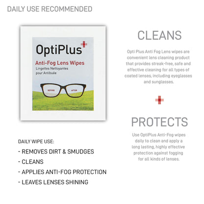 OptiPlus Anti-Fog Lens Wipes — 2 Pack of 100 Wipes