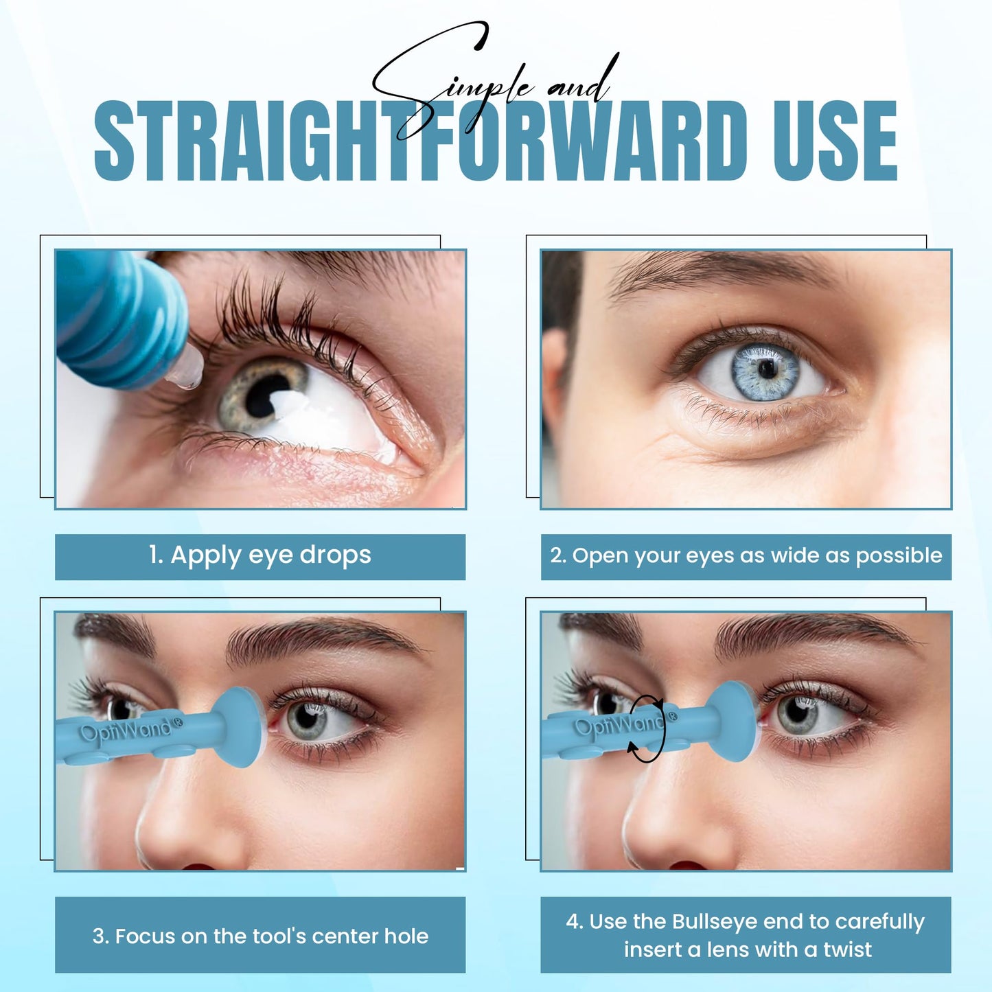 OptiWand Portable Soft Contact Lens Tool | Insertion & Removal – Silicone Rubber Eye Inserter & Remover (Travel Size 1.75 inch)