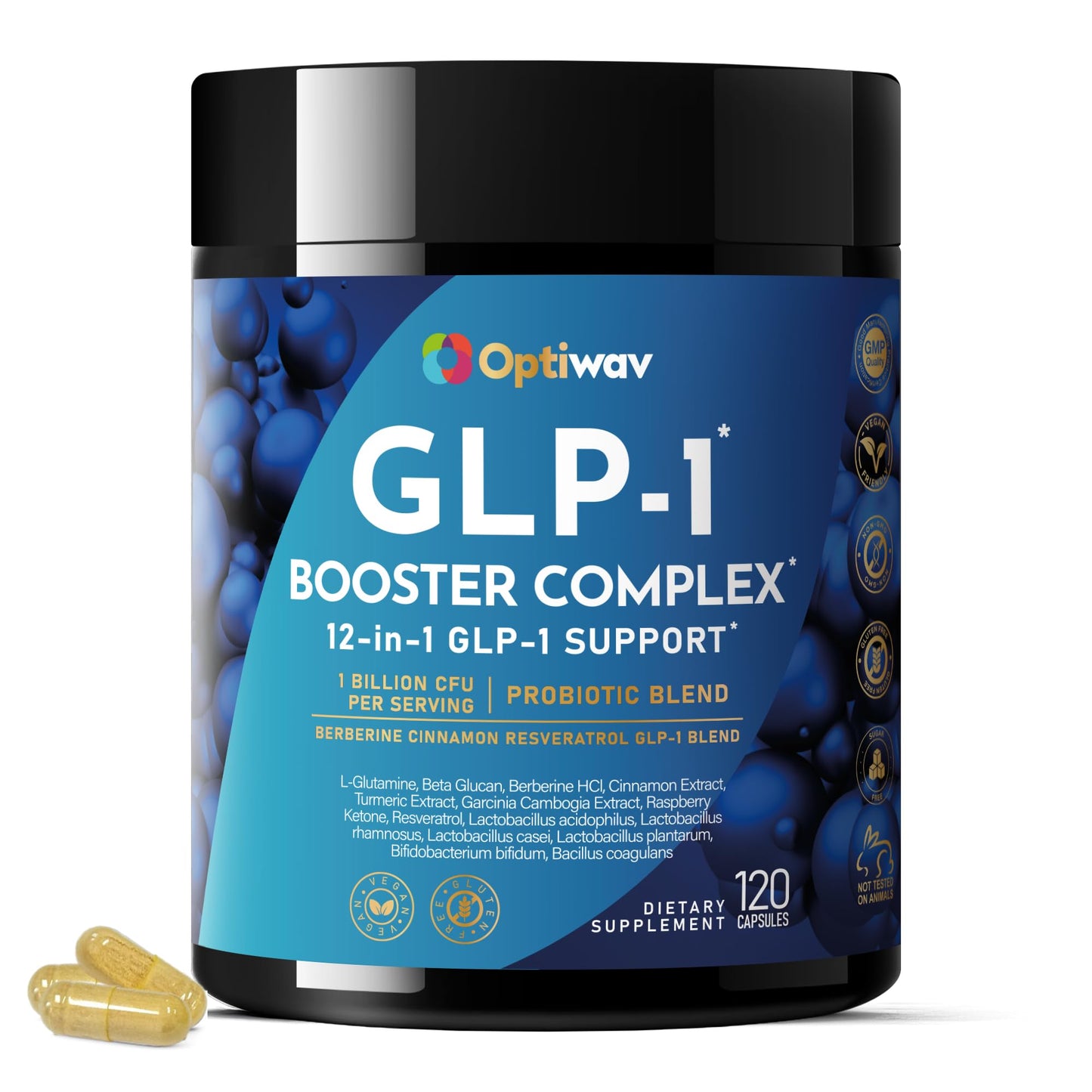 Optiwav GLP-1 Probiotic Weight Loss Supplement - Natural GLP-1 Booster for Appetite Control, Metabolism & Gut Health