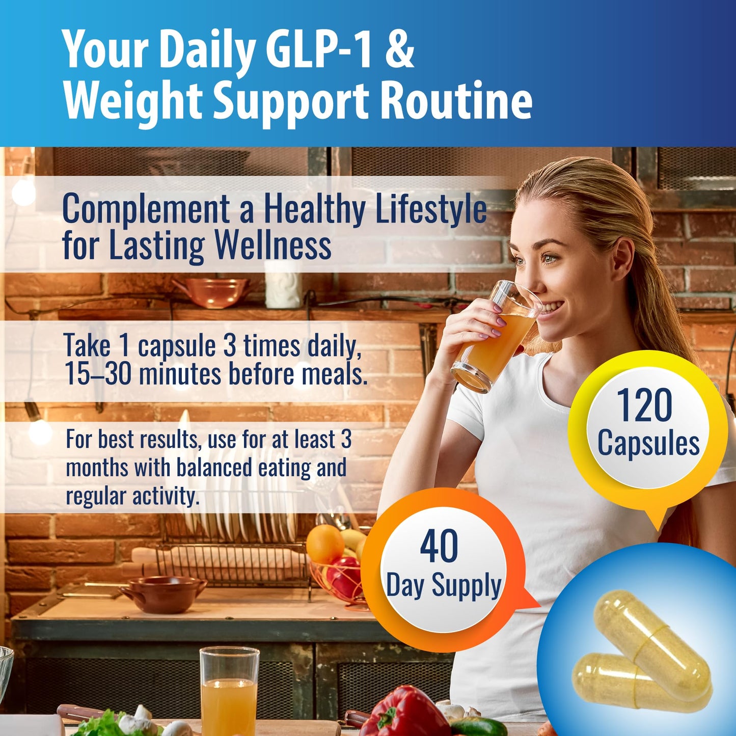 Optiwav GLP-1 Probiotic Weight Loss Supplement - Natural GLP-1 Booster for Appetite Control, Metabolism & Gut Health