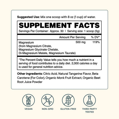 Ora Organic Magnificent Magnesium Complex Powder – 4-in-1 for Sleep, Recovery & Heart Health