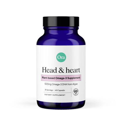 Ora Organic Vegan Omega-3 DHA 500mg – Algae-Sourced | Brain, Eye & Heart Health | 60 Capsules