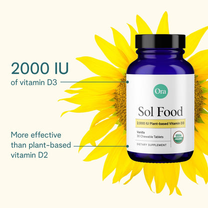 Ora Organic Vitamin D3 2000IU – Vegan Lichen D3 Chewables for Immune Support, Bone Health & Mood | 30 Vanilla Tablets