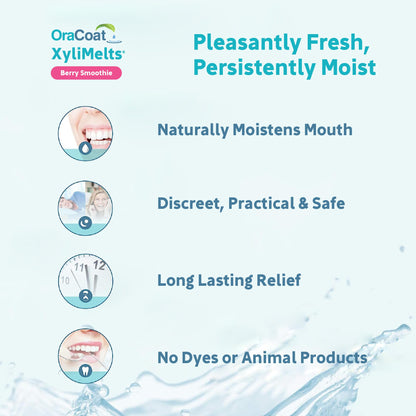 Oracoat XyliMelts – Dry Mouth Relief (8 Hours), Berry Smoothie, Sugar-Free Xylitol, 230 Count