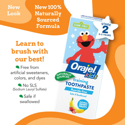 Orajel Kids Elmo Fluoride-Free Training Toothpaste 1.5oz | Pediatrician Recommended