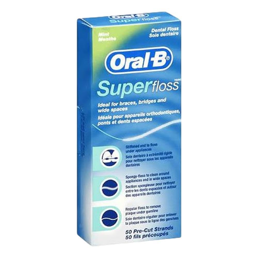 Oral-B Super Floss Mint – Pre-Cut Strands 50 ea, Pack of 18
