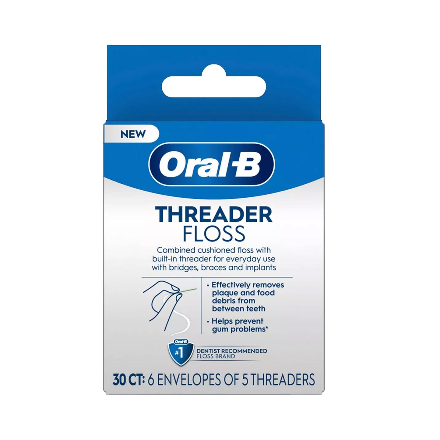 Oral-B Threader Floss 30 Count – 6 Envelopes of 5 Threaders (Pack of 5)