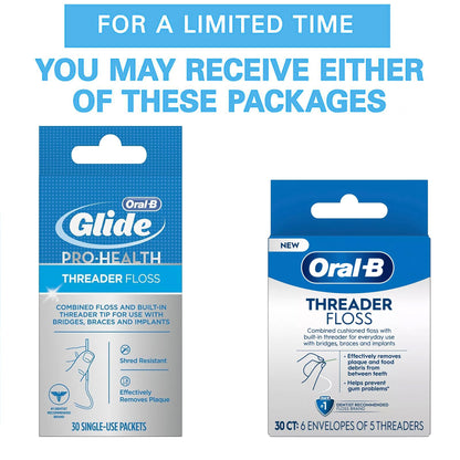 Oral-B Threader Floss 30 Count – 6 Envelopes of 5 Threaders (Pack of 5)