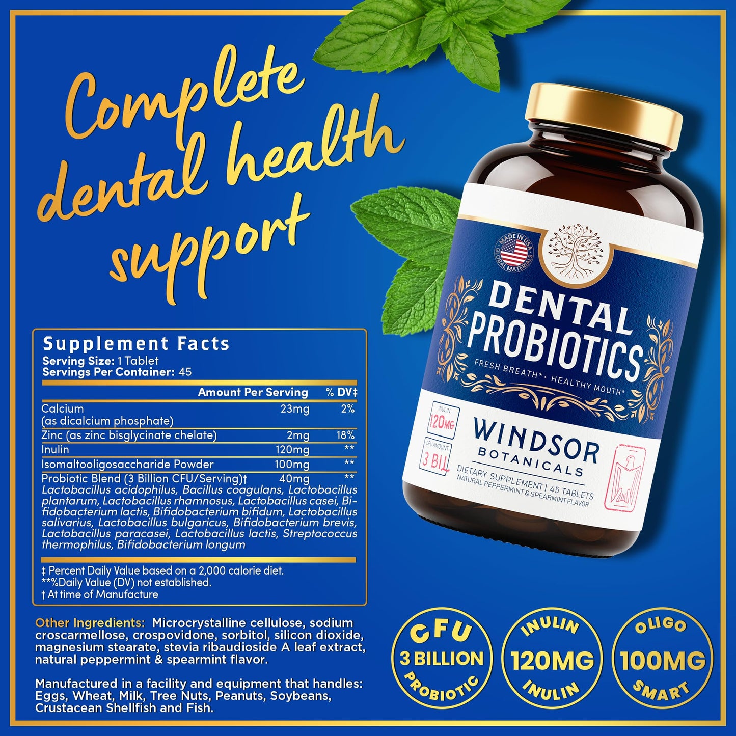 Oral Probiotics for Teeth & Gums – 3bn CFU Dental Probiotic Tablets