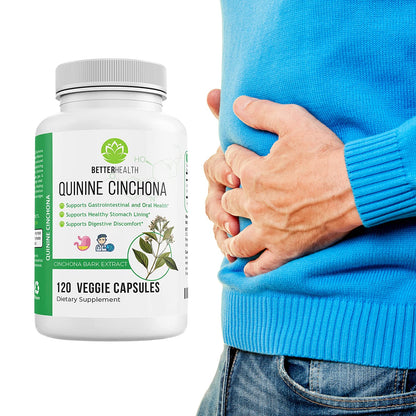 Quinine Cinchona Bark Extract – 500 mg Herbal Supplement for Digestive, Immune & Muscle Support (120 Caps)