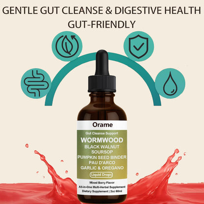 Orame Wormwood Gut Cleanse Liquid Drops – Prozen Wormwood, Black Walnut, Clove, Soursop, 2 oz